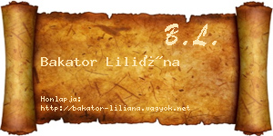 Bakator Liliána névjegykártya